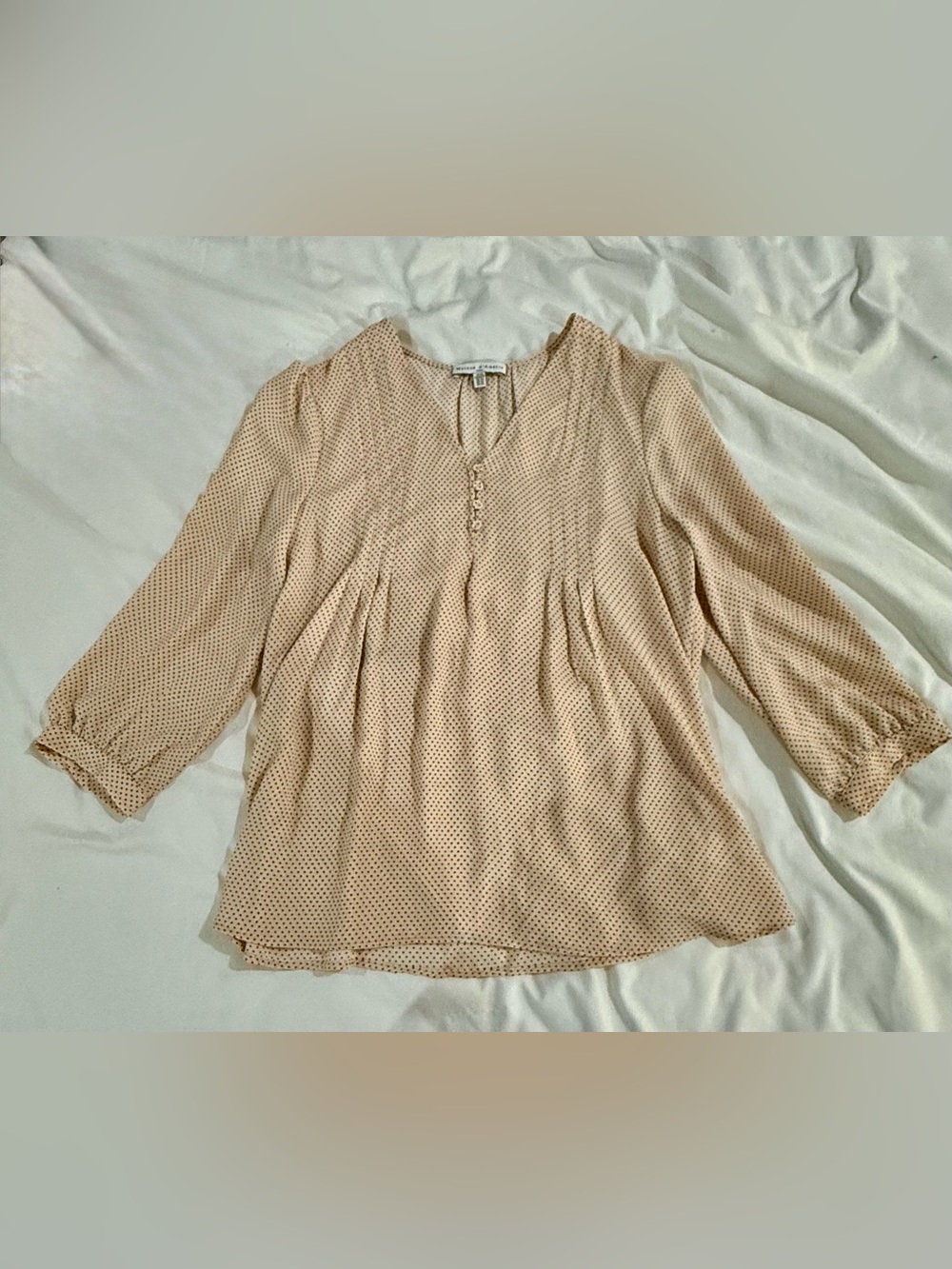 Maison d’ Amelie Polka Dot Blouse in Blush/Beige Size XS